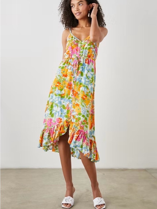 Rails Dresses & Skirts - Rails Floral Button Front Midi Dress XS Colorful Spring Summer